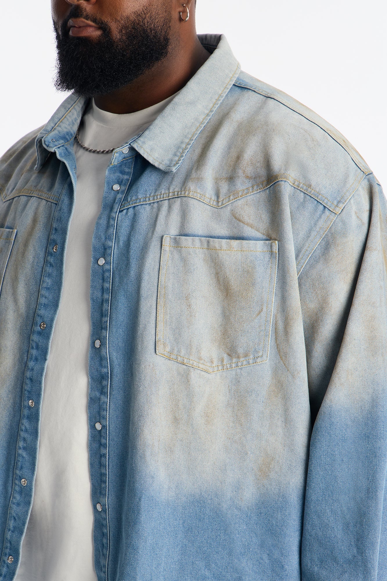 Rust Rider Denim Button Up Shirt - Vintage Blue Wash