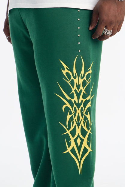Rhinestone Tribe Sweatpants - Green