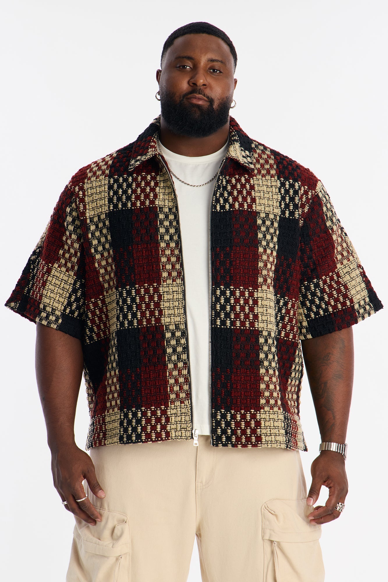 Beverly Tweed Zip Up Shirt - Brown