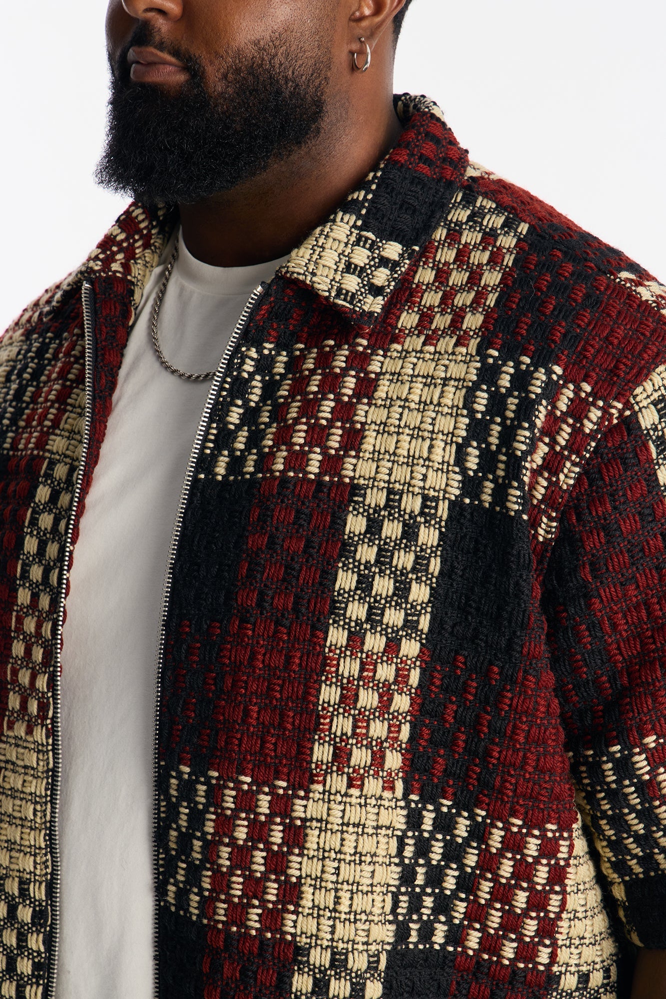 Beverly Tweed Zip Up Shirt - Brown