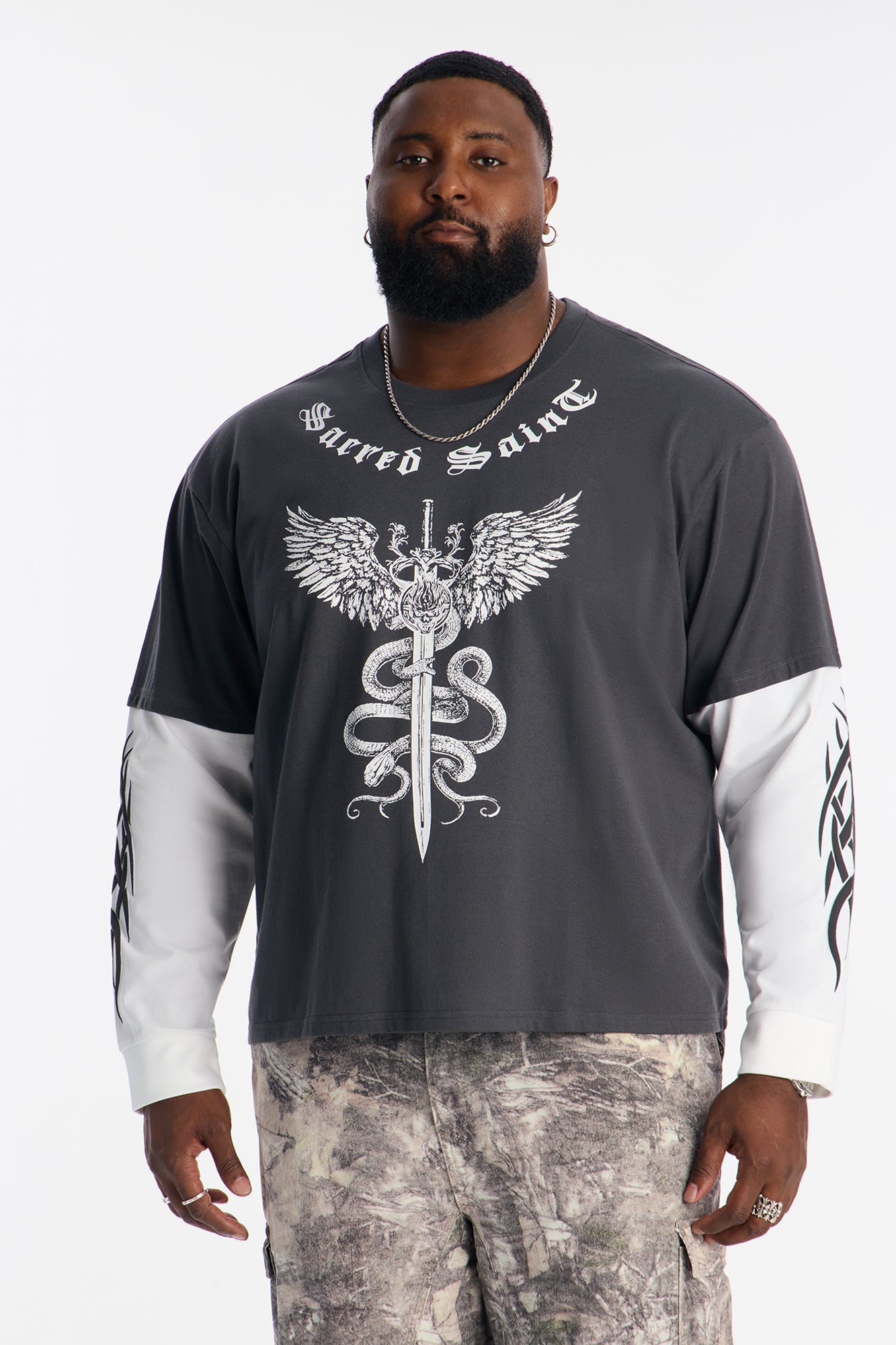 Sacred Saint 2fer Long Sleeve Tee - Black