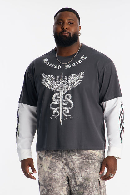 Sacred Saint 2fer Long Sleeve Tee - Black