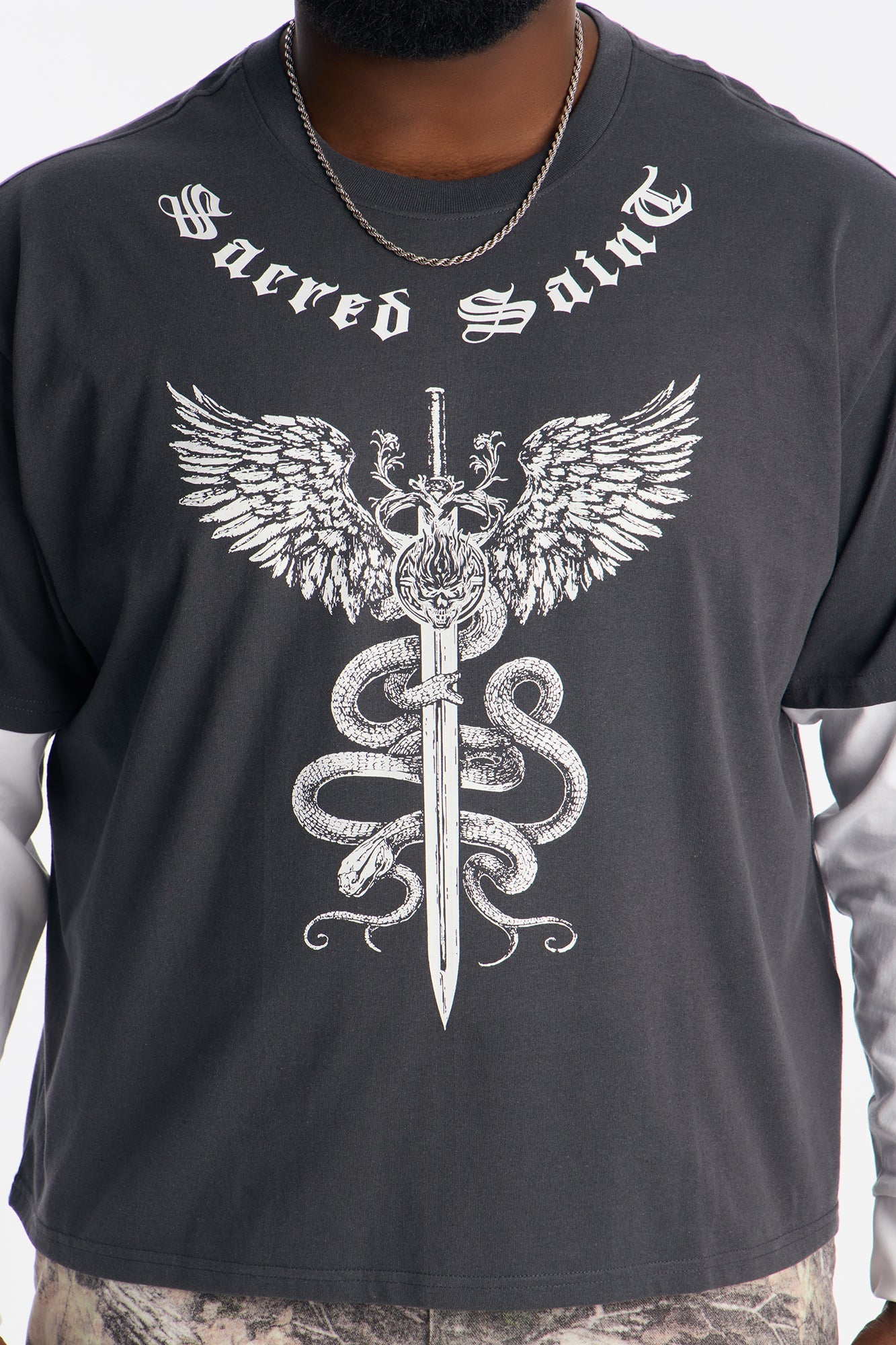 Sacred Saint 2fer Long Sleeve Tee - Black