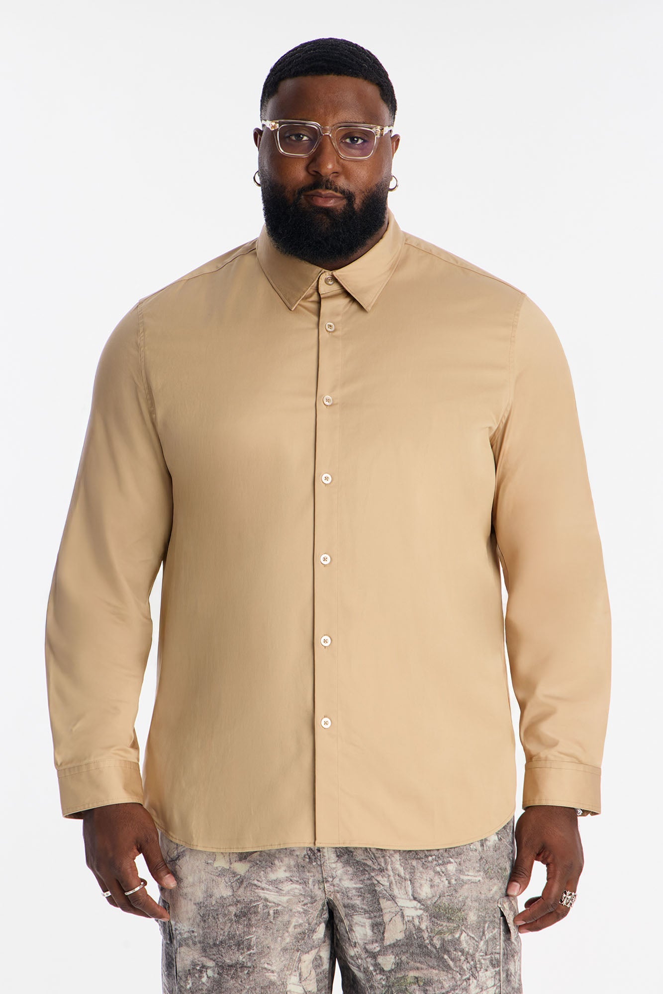 Luxe Stretch Dress Shirt - Tan