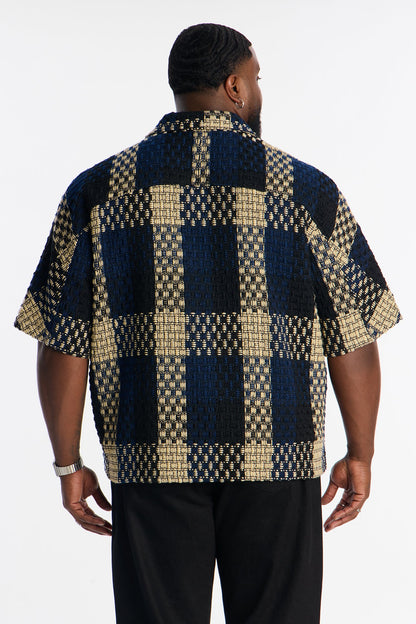 Beverly Tweed Zip Up Shirt - Navy