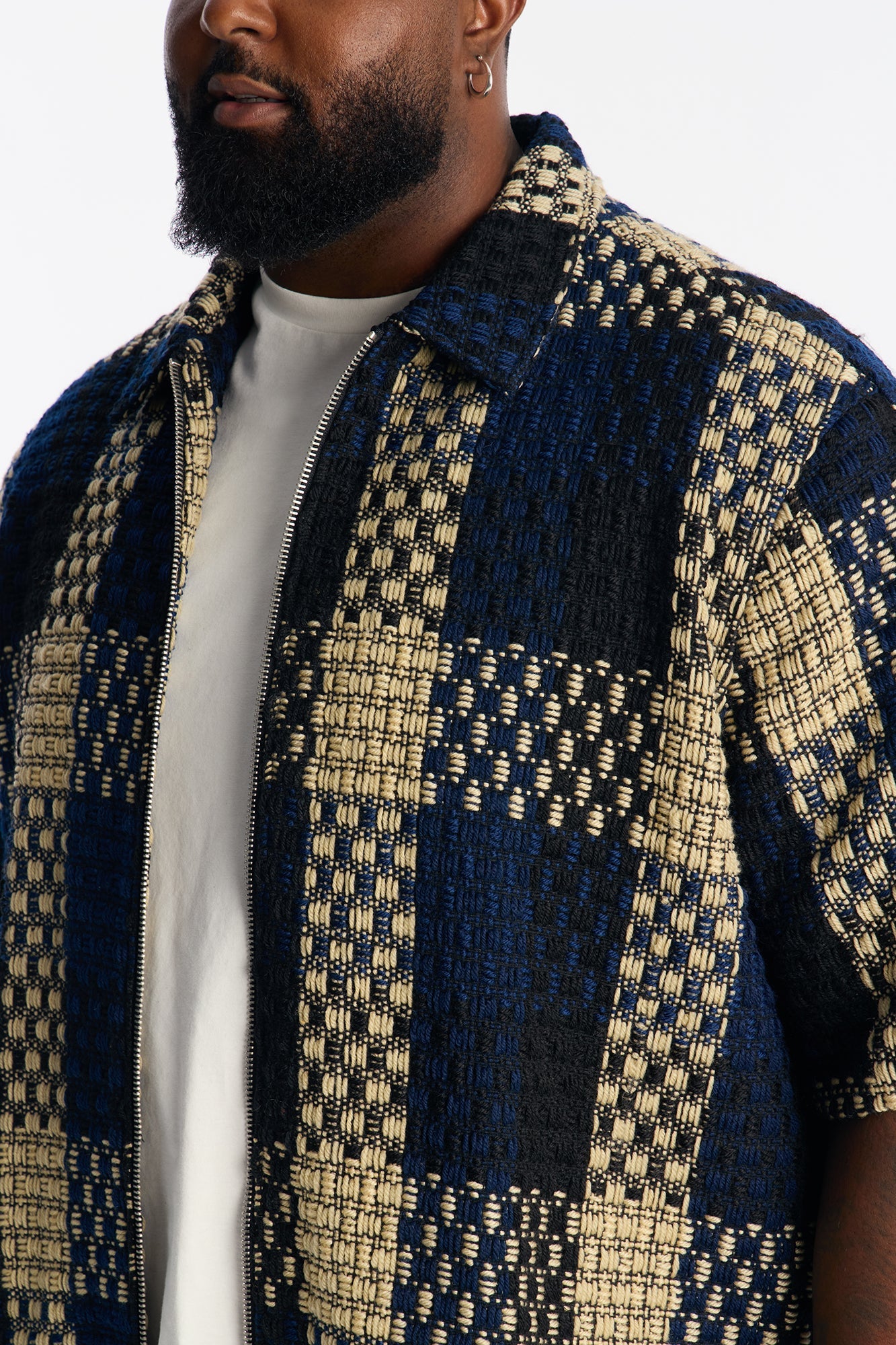 Beverly Tweed Zip Up Shirt - Navy