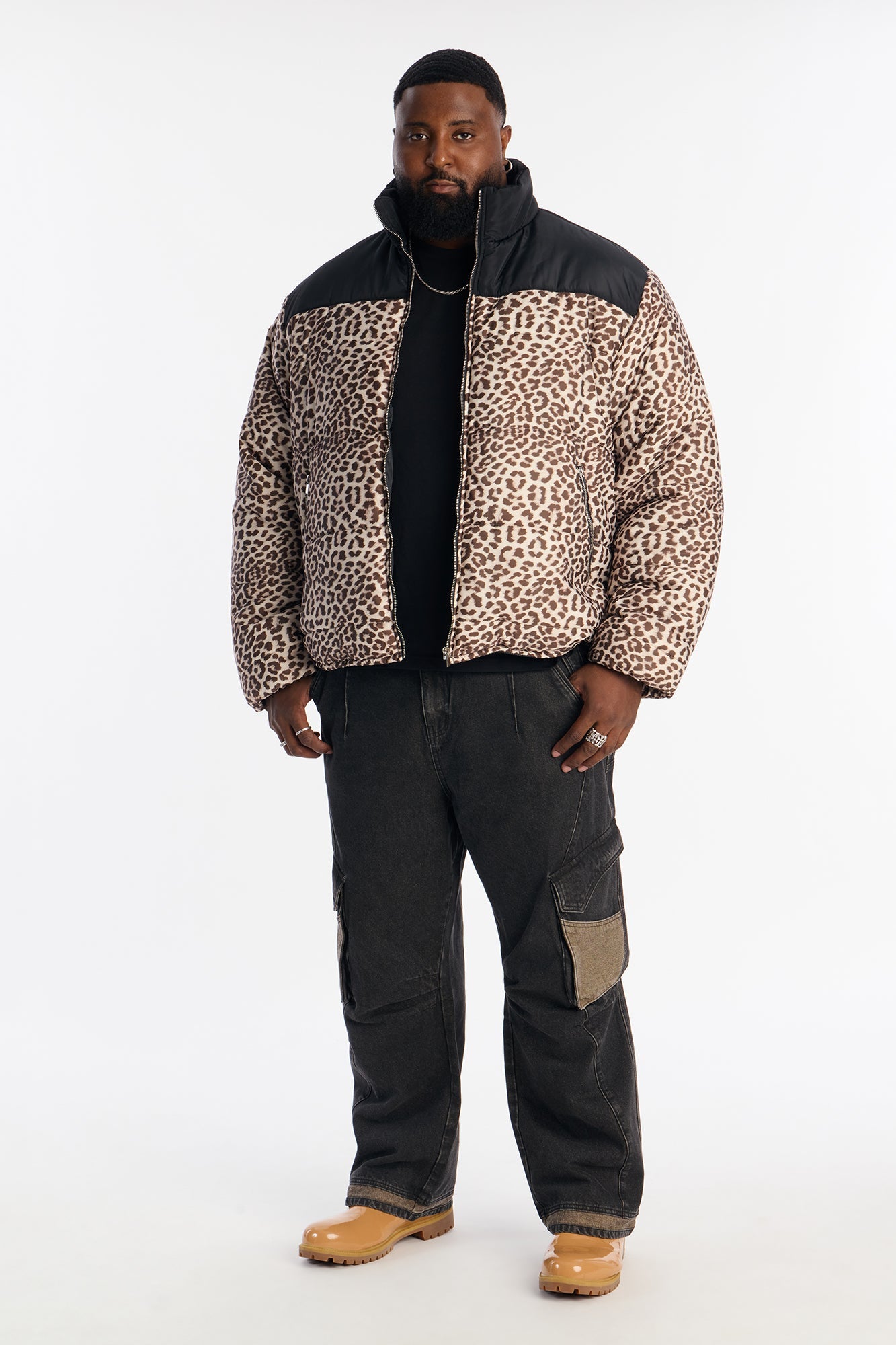 On The Prowl Leopard Print Puffer Jacket - Brown