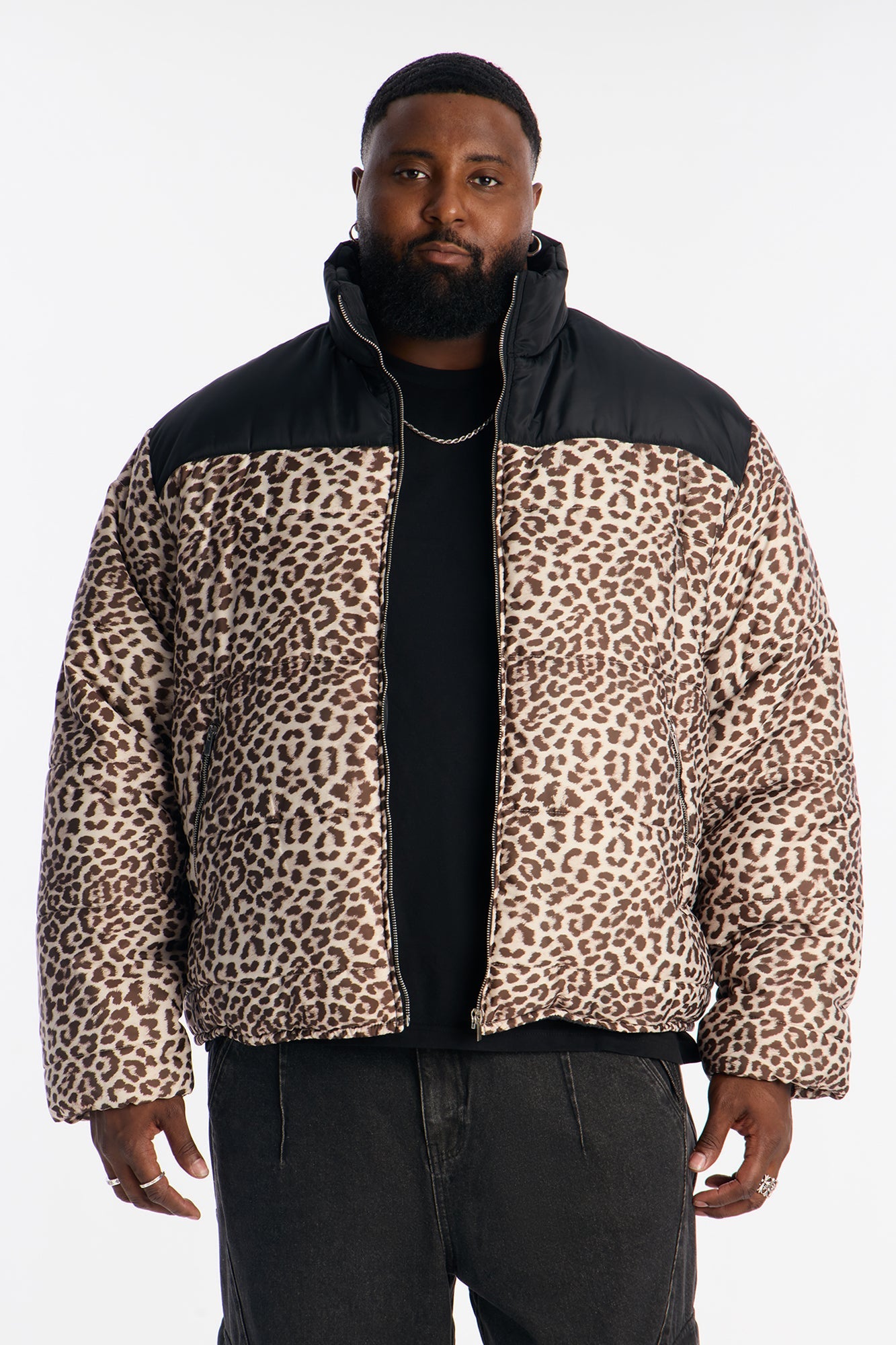 On The Prowl Leopard Print Puffer Jacket - Brown