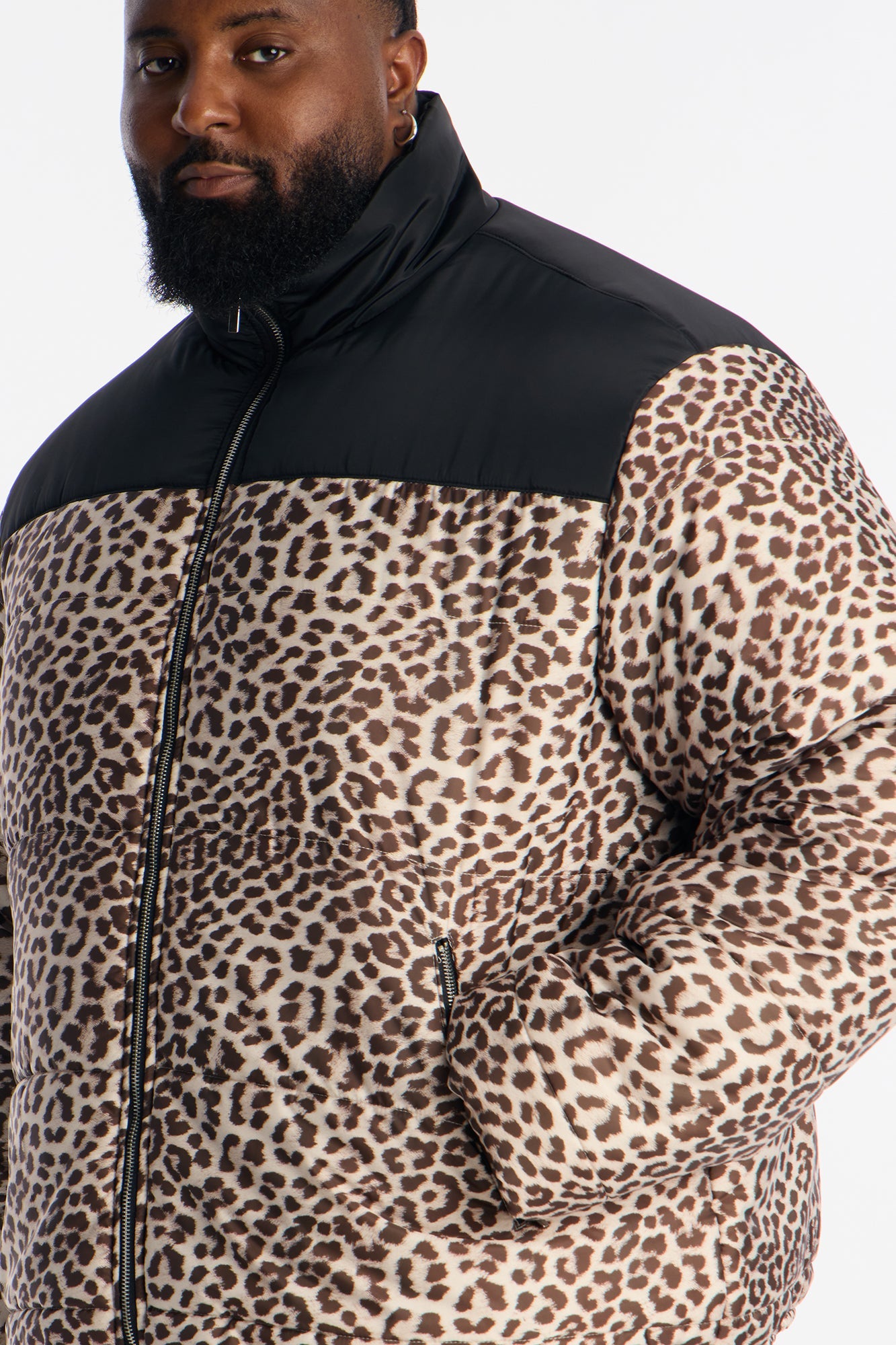 On The Prowl Leopard Print Puffer Jacket - Brown