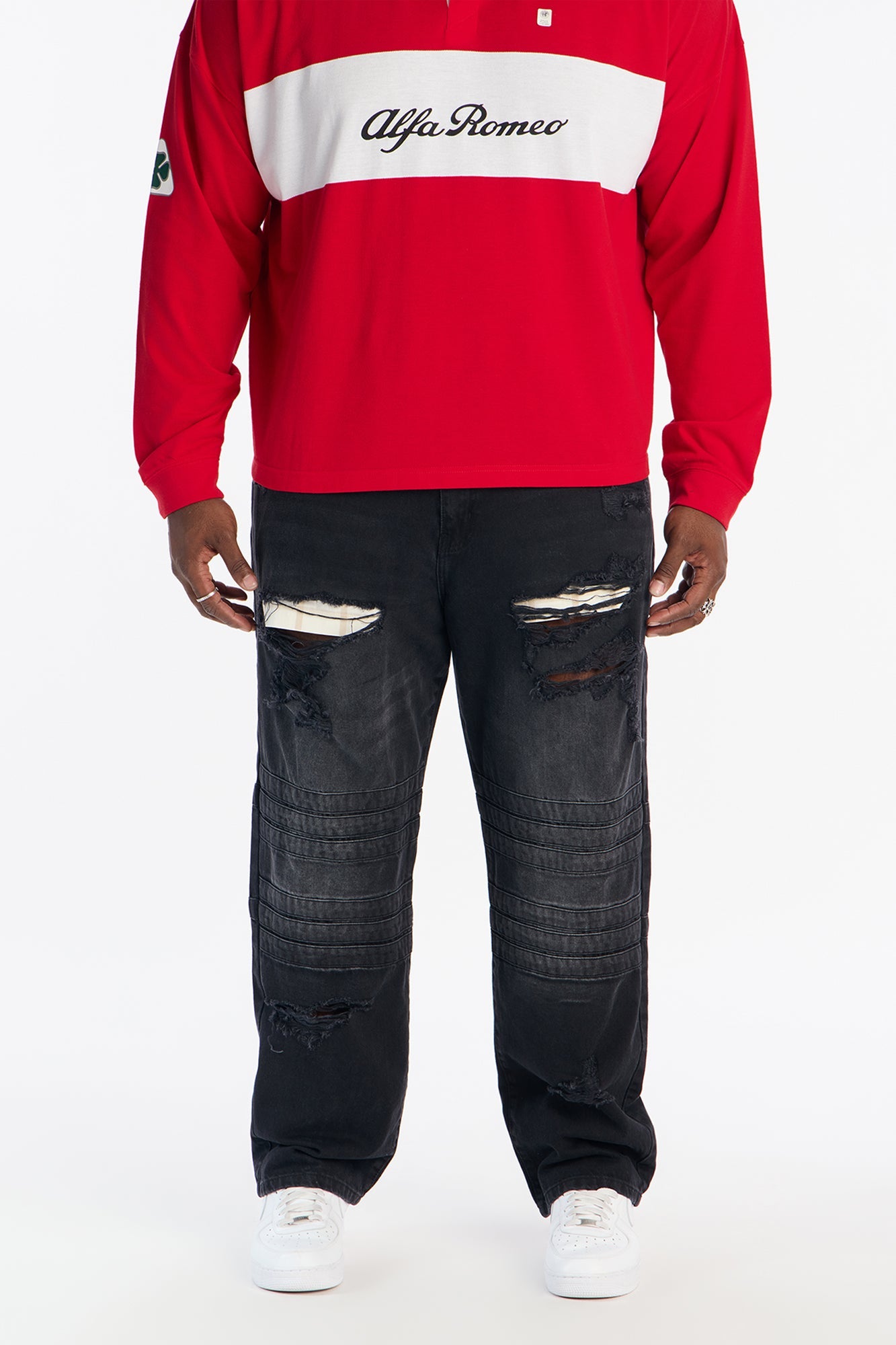 Straight Looked Destroyed Jean - Black Wash