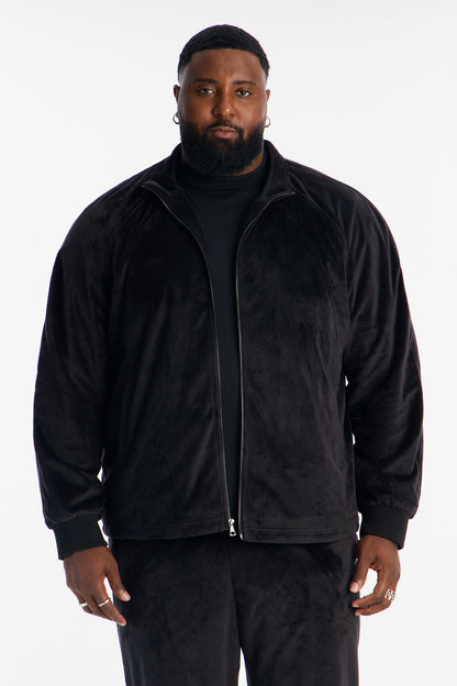 Velour Set It Up Track Jacket - Black