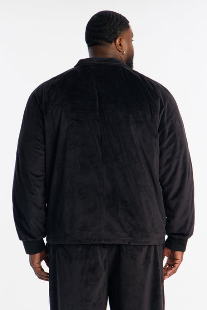 Velour Set It Up Track Jacket - Black