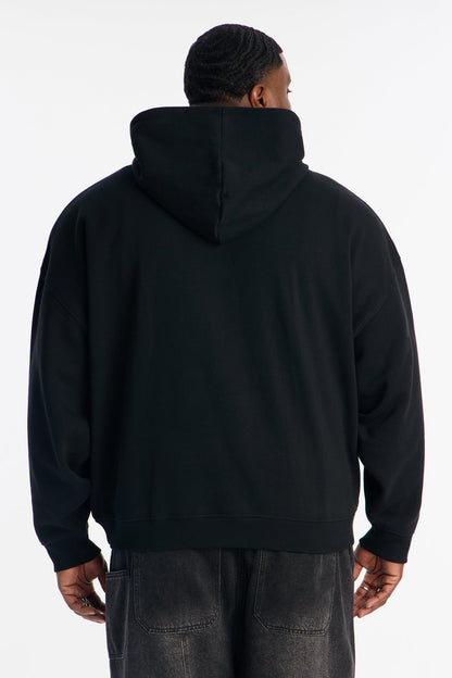 Skeleton Stars Embroidered Oversized Hoodie - Black