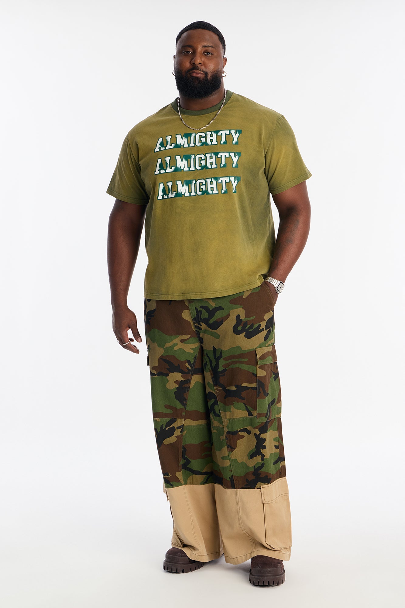 Wide Leg Mixed Worlds Combat Pant - Camouflage