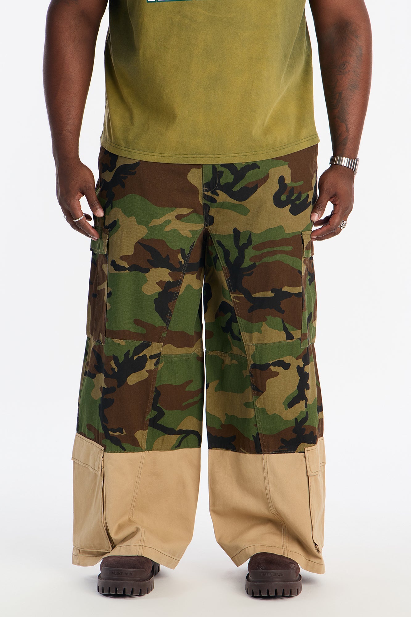 Wide Leg Mixed Worlds Combat Pant - Camouflage