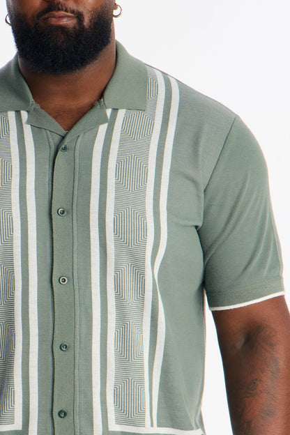 Casa Stripe Button Up - Green/combo