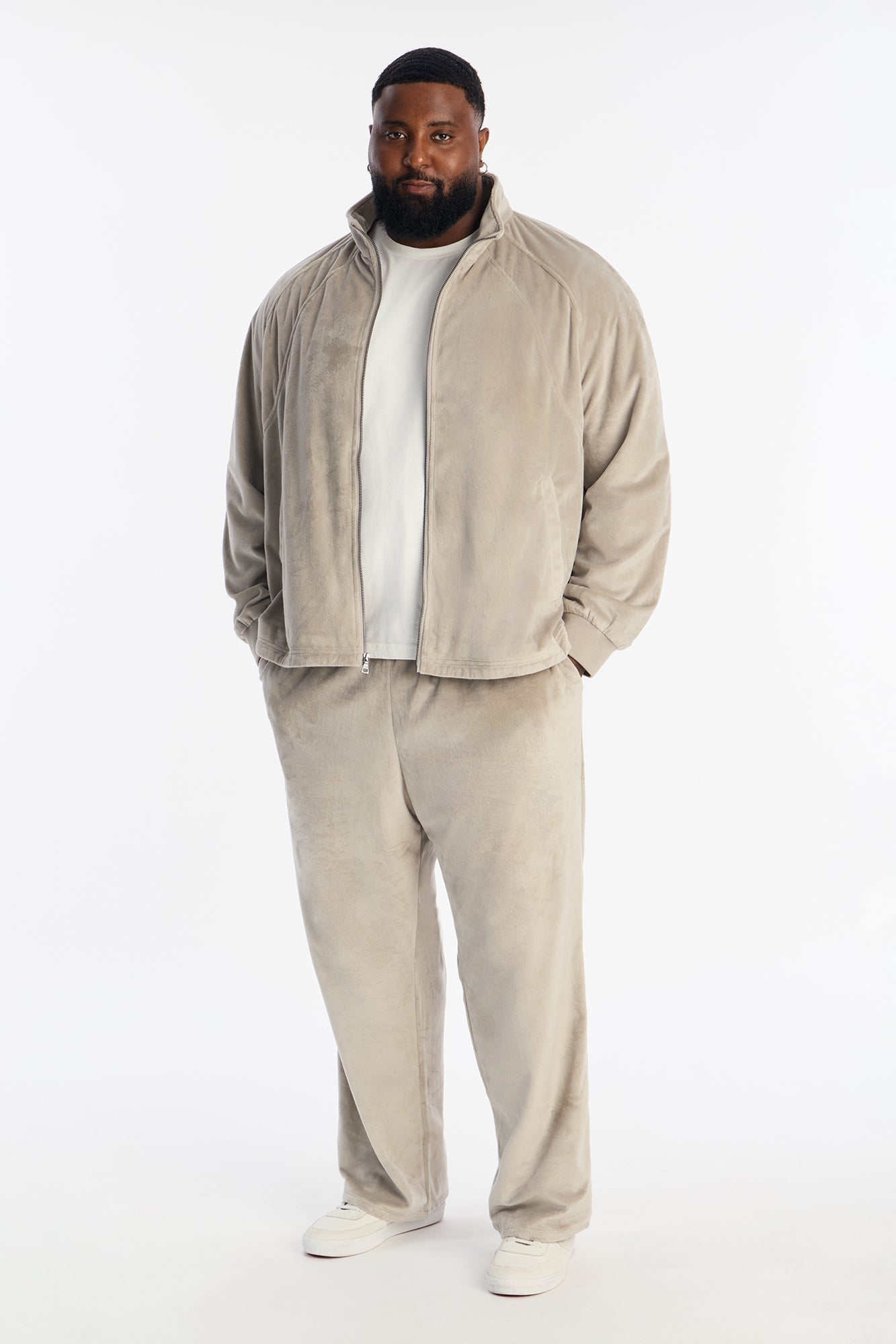 Velour Set It Up Track Jacket - Grey