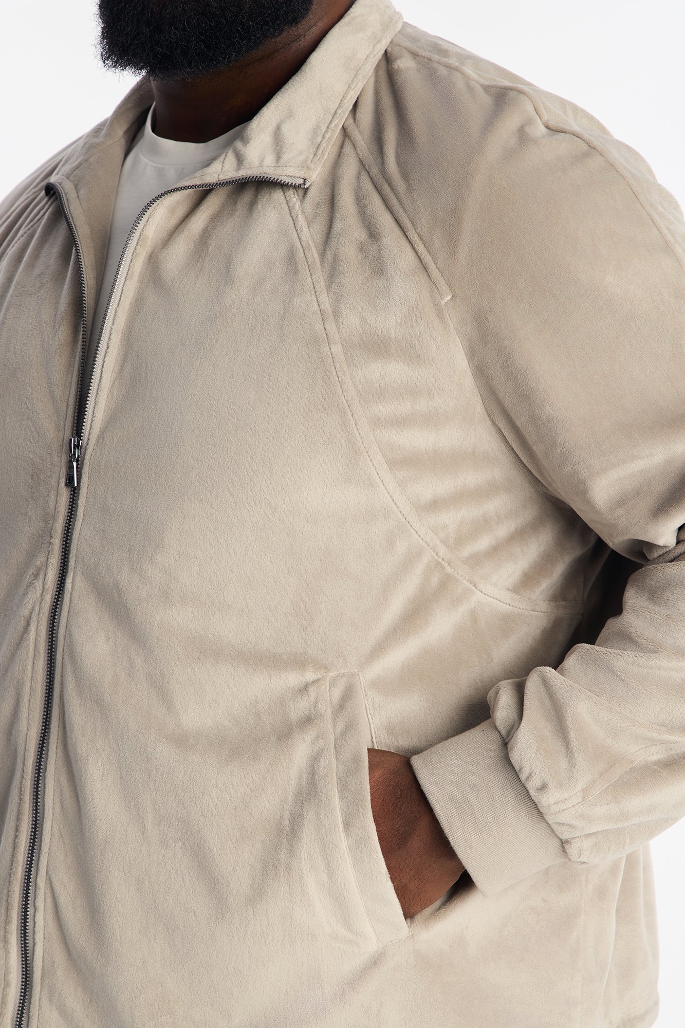Velour Set It Up Track Jacket - Grey