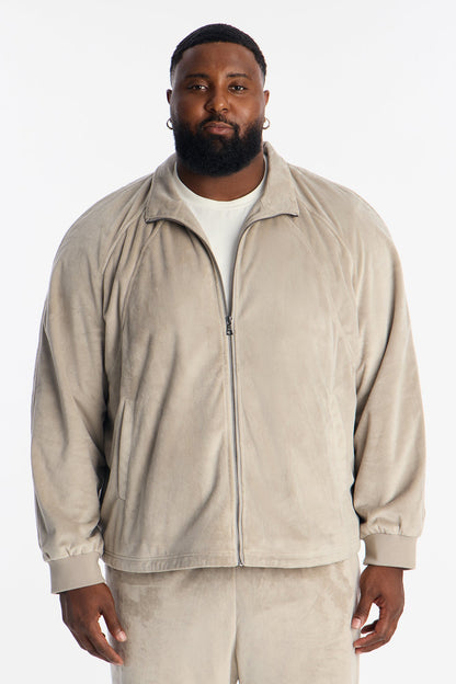 Velour Set It Up Track Jacket - Grey