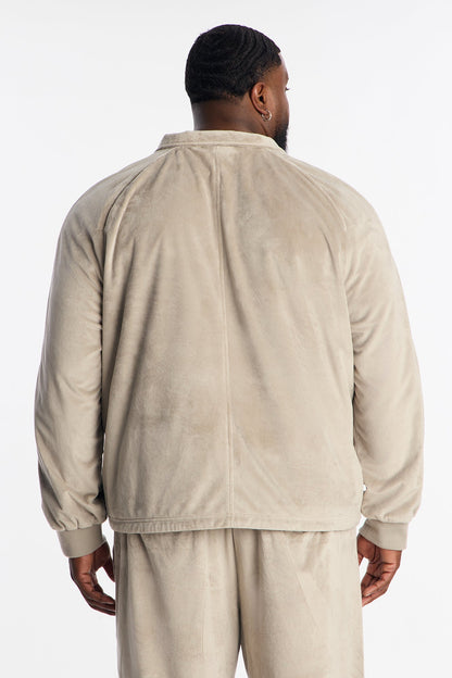 Velour Set It Up Track Jacket - Grey