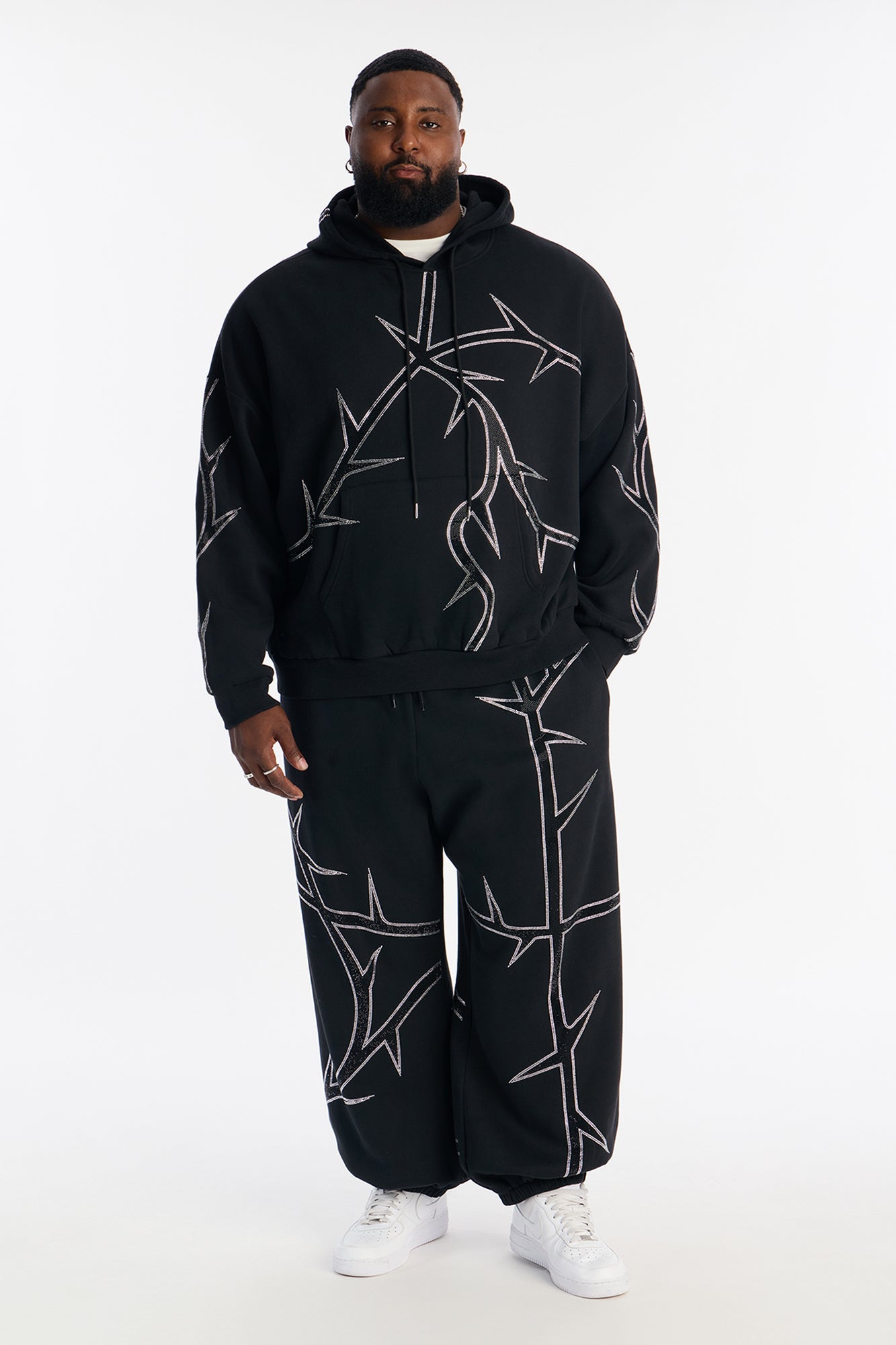 Thorn Rhinestone Joggers - Black