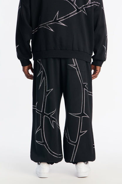 Thorn Rhinestone Joggers - Black