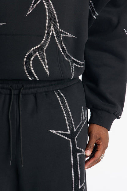 Thorn Rhinestone Joggers - Black