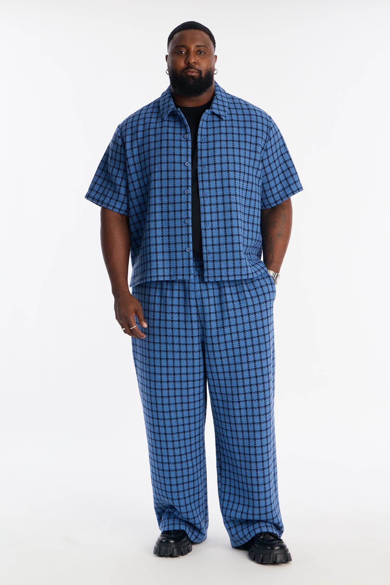 Relaxed Tweed Theory Button Up Shirt - Blue
