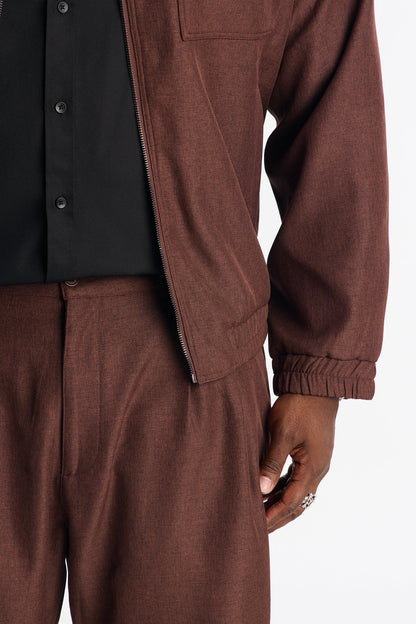 Straight Zip Tone Trouser - Brown