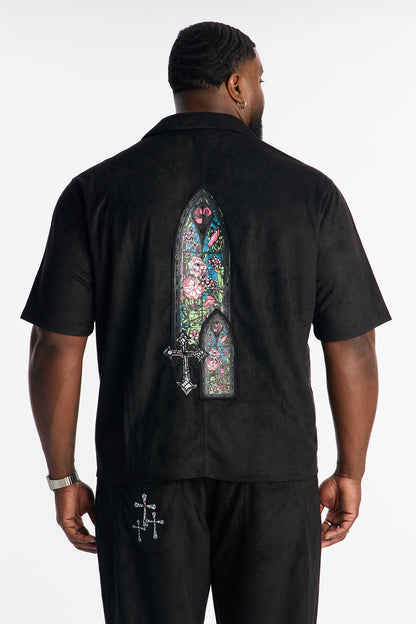 Stained Truth Cuban Button Up Shirt - Black