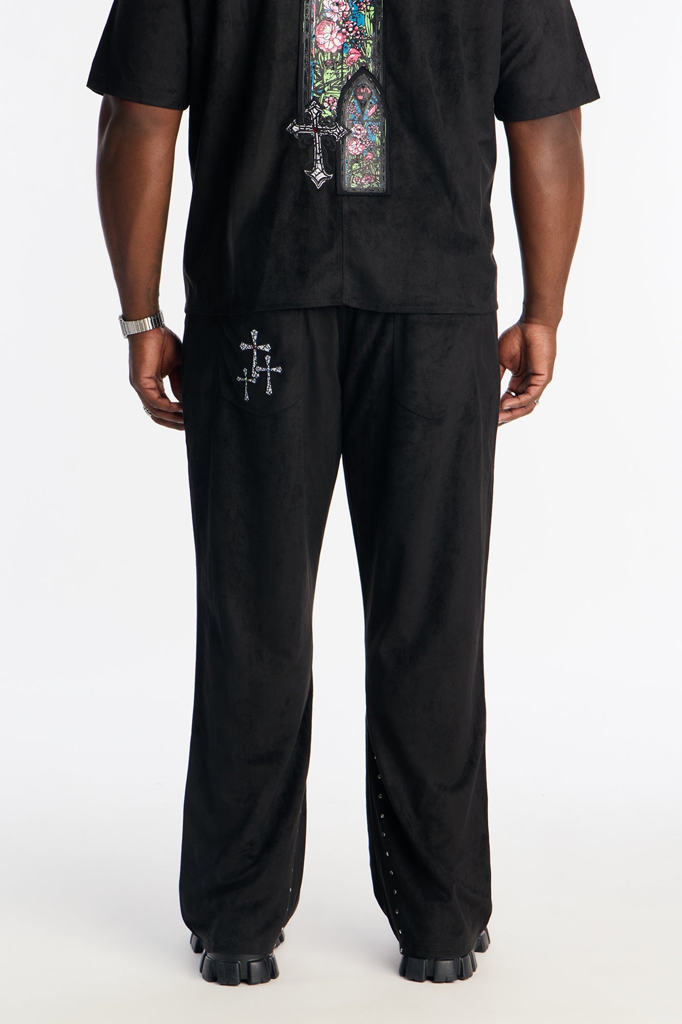 Slim Stained Truth Suede Pant - Black