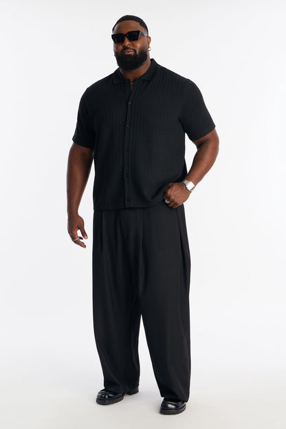 Shadow Button Striped Button Up - Black