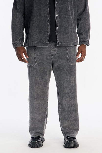 Straight Chi Town Corduroy Pant - Acid Wash Black