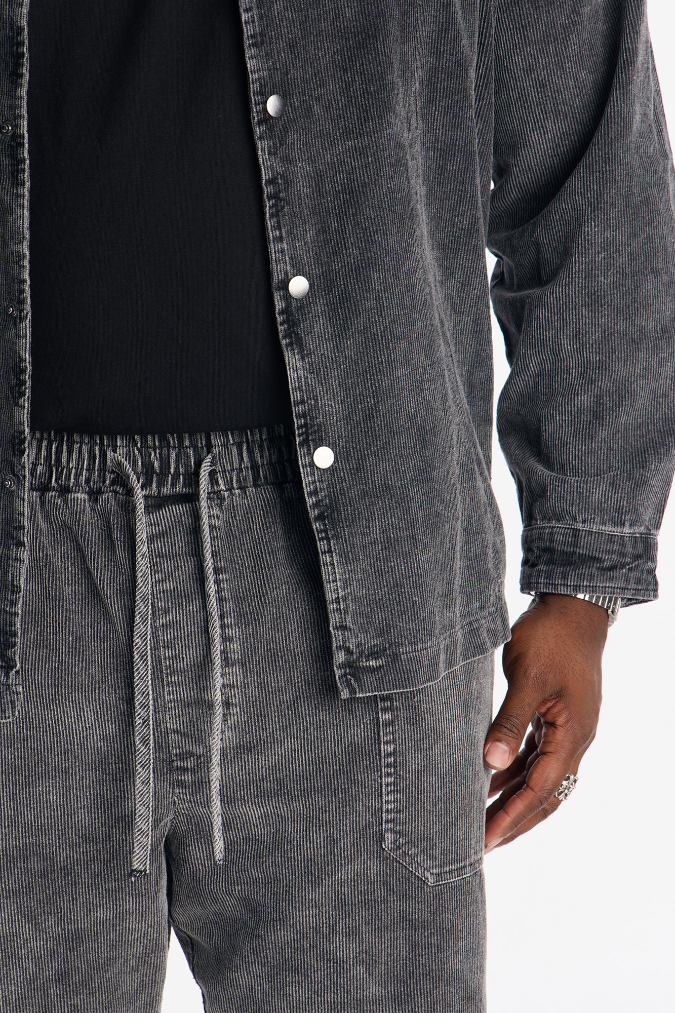 Straight Chi Town Corduroy Pant - Acid Wash Black