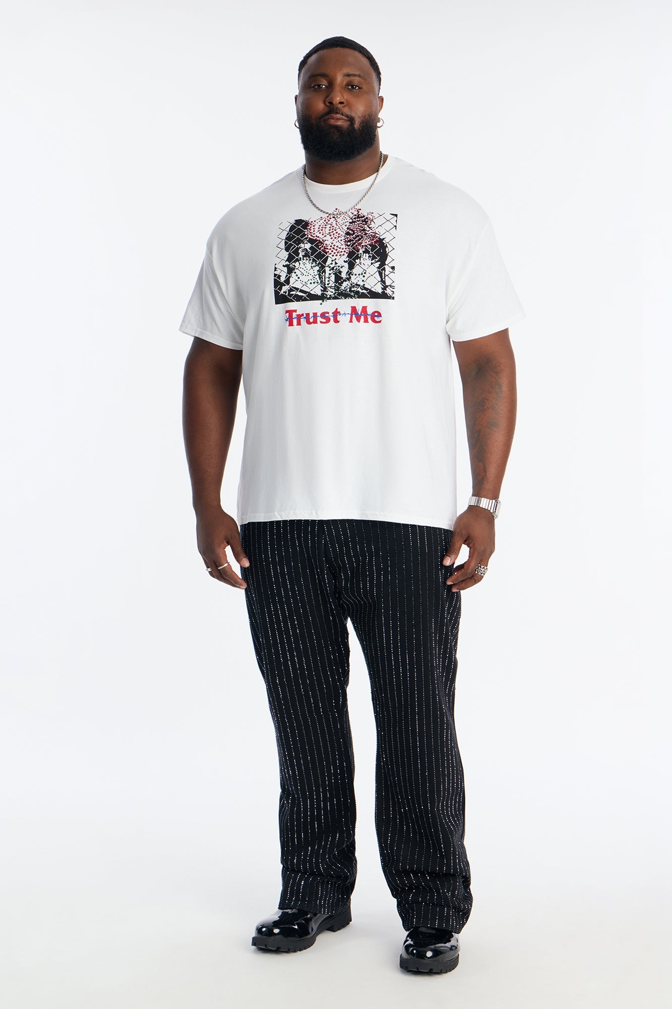 Trust Me Rhinestone Short Sleeve Tee - White