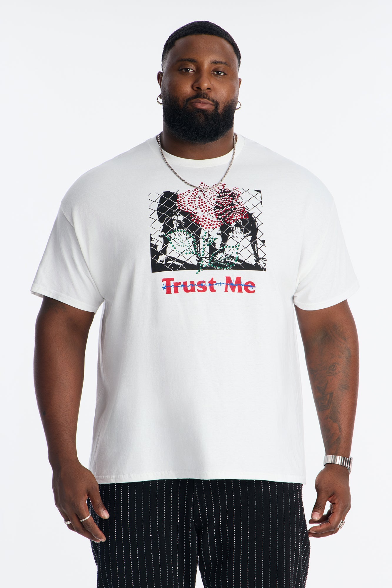 Trust Me Rhinestone Short Sleeve Tee - White