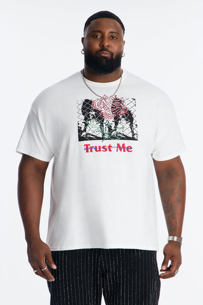 Trust Me Rhinestone Short Sleeve Tee - White