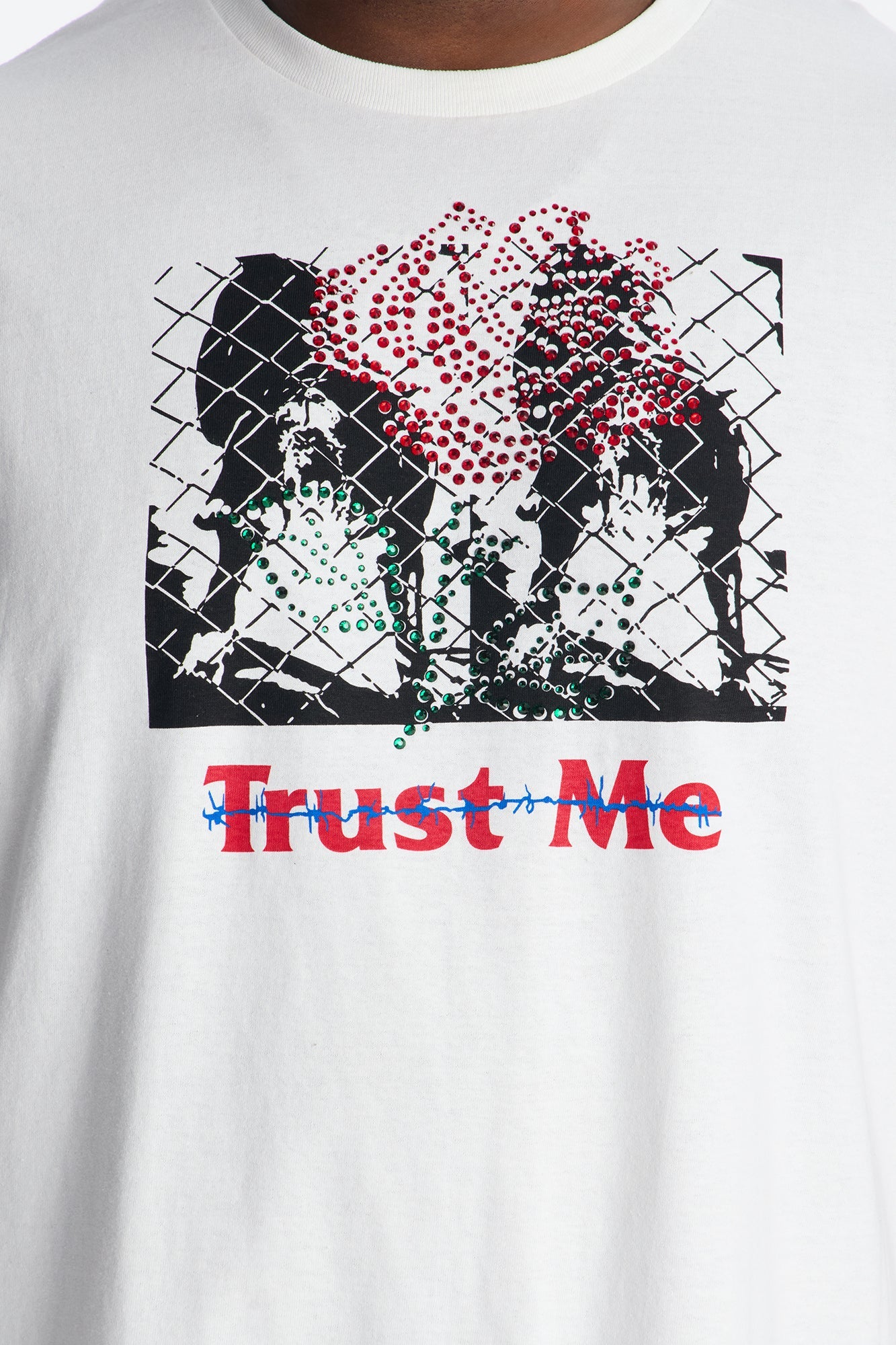 Trust Me Rhinestone Short Sleeve Tee - White