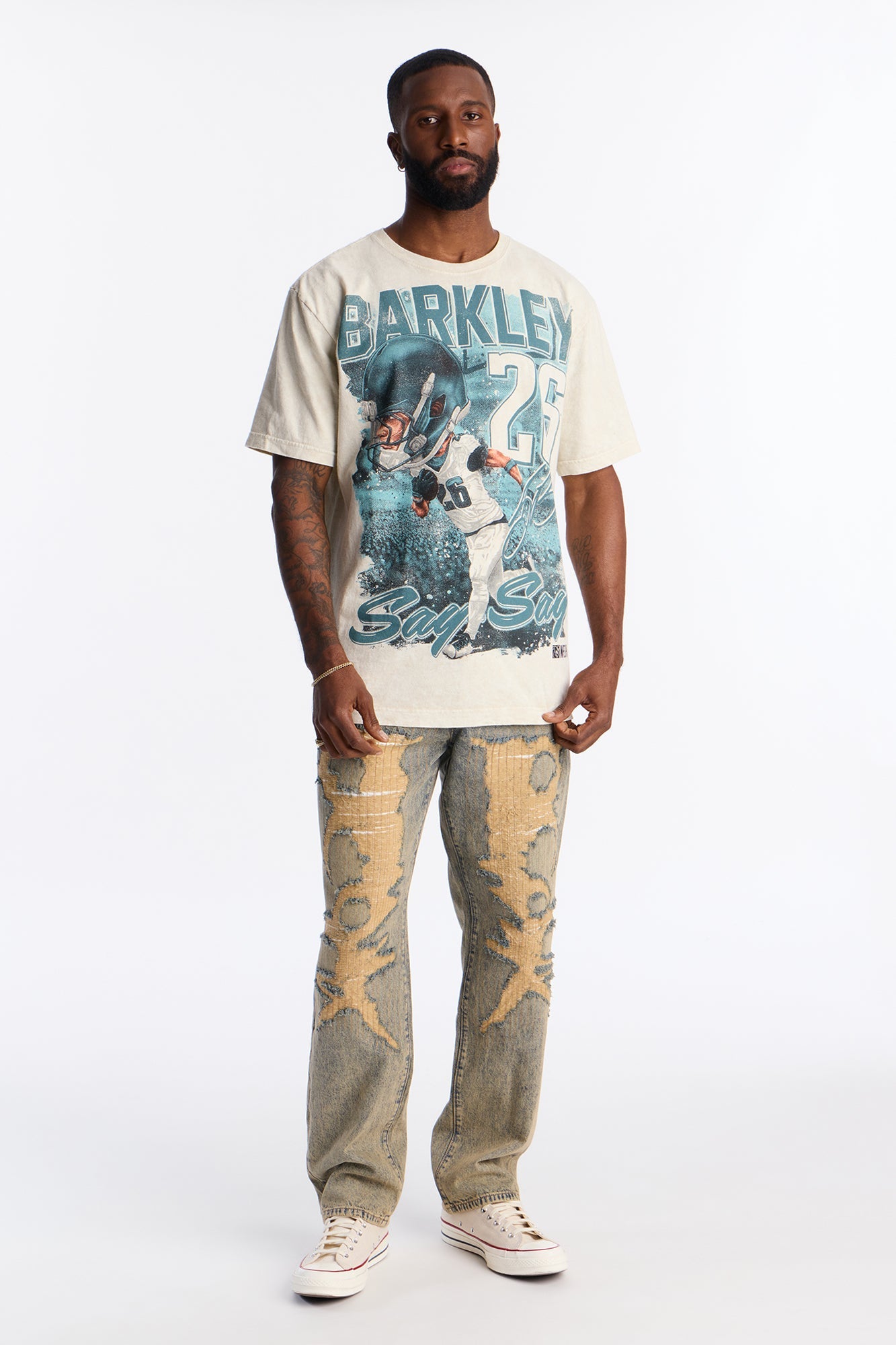 Saquan Barkley Bobble Head Short Sleeve Tee - Sand