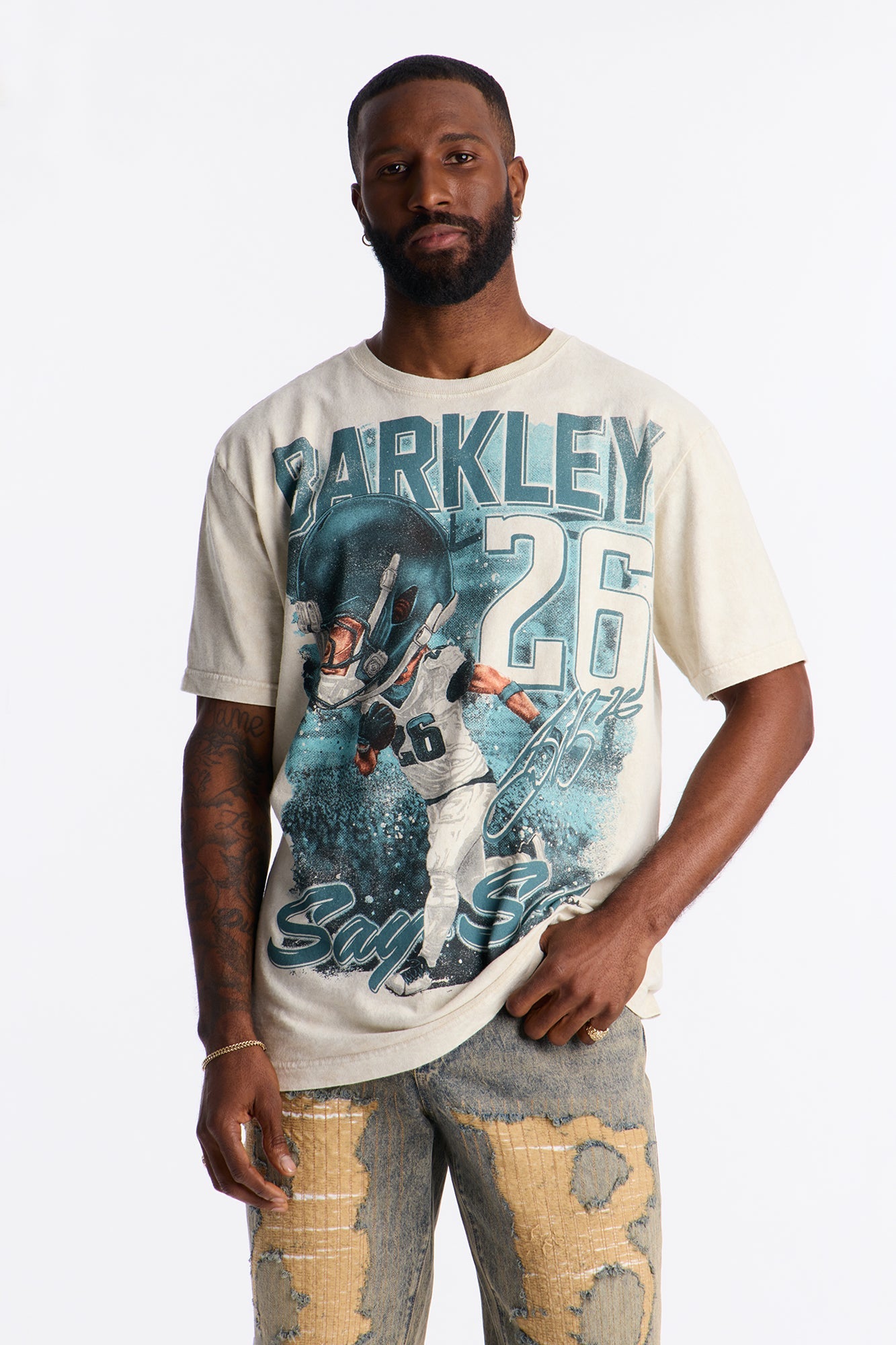 Saquan Barkley Bobble Head Short Sleeve Tee - Sand