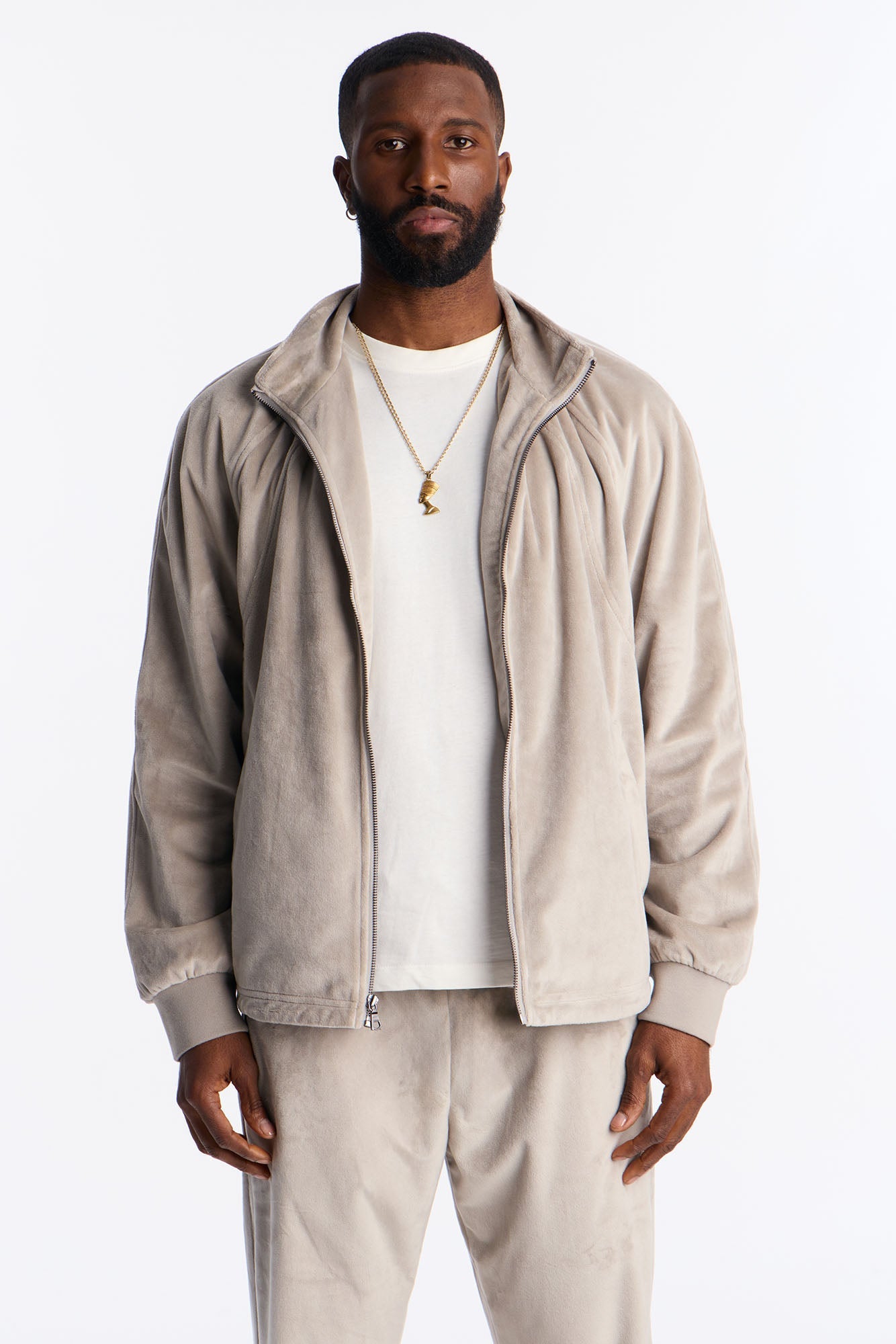 Velour Set It Up Track Jacket - Grey