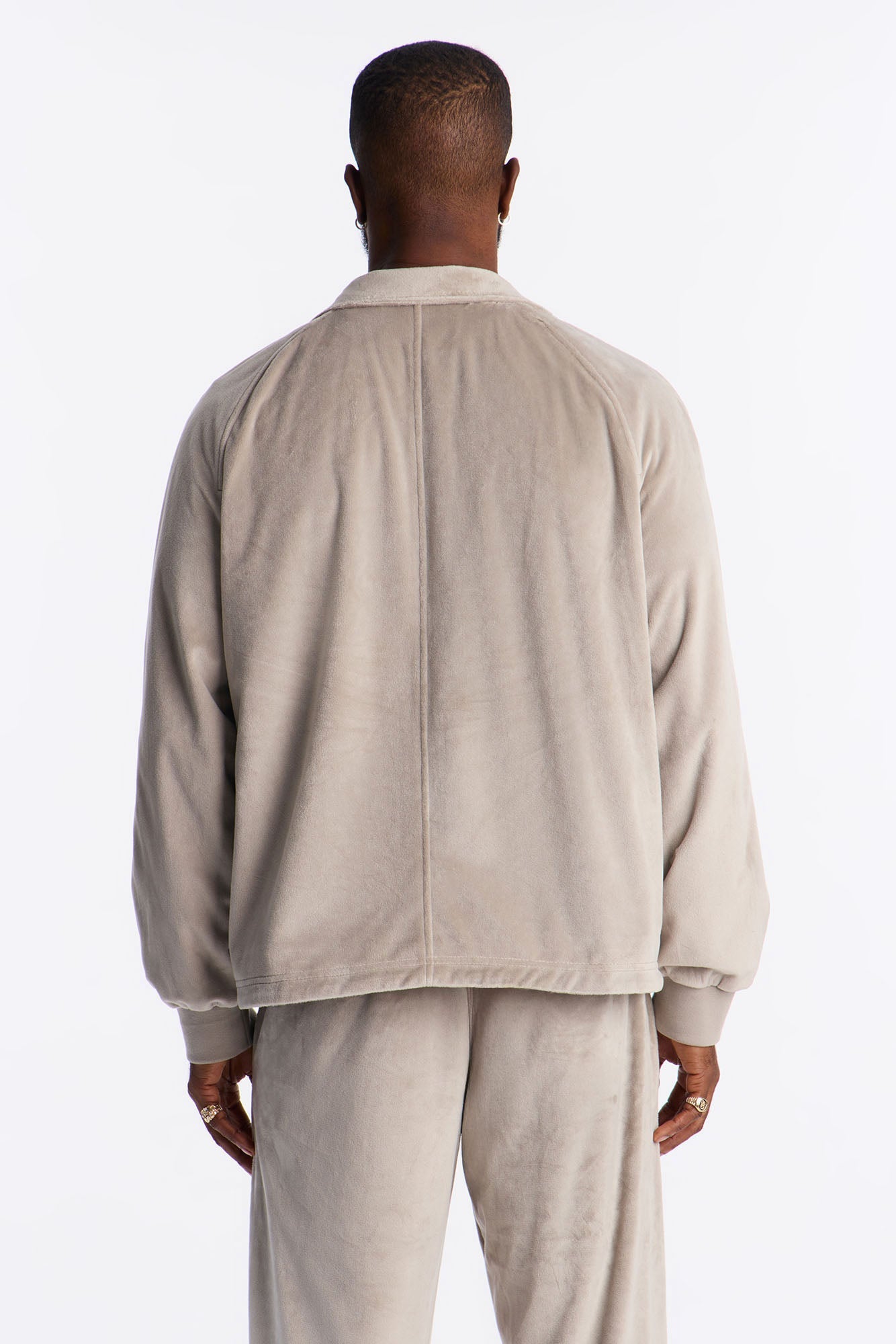 Velour Set It Up Track Jacket - Grey