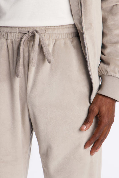 Straight Velour Pant - Grey