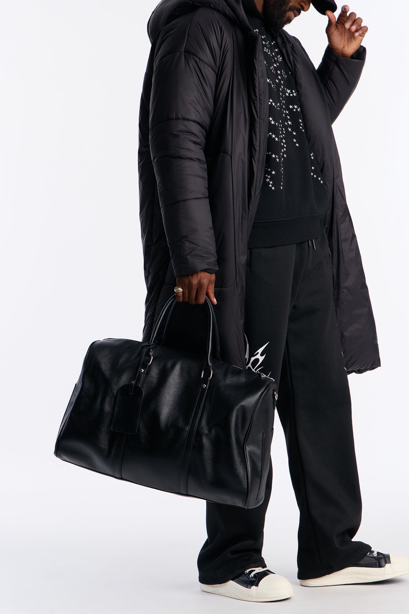 Overnight Classix Faux Leather Duffle Bag - Black