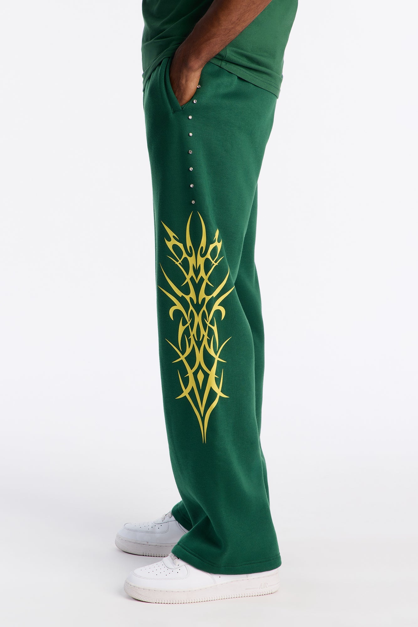 Rhinestone Tribe Sweatpants - Green