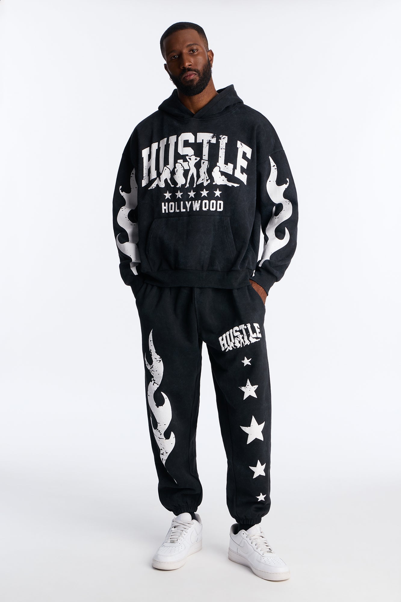 Hustle Hollywood Oversized Hoodie - Black
