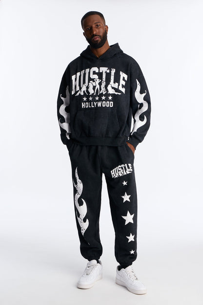 Hustle Hollywood Oversized Hoodie - Black