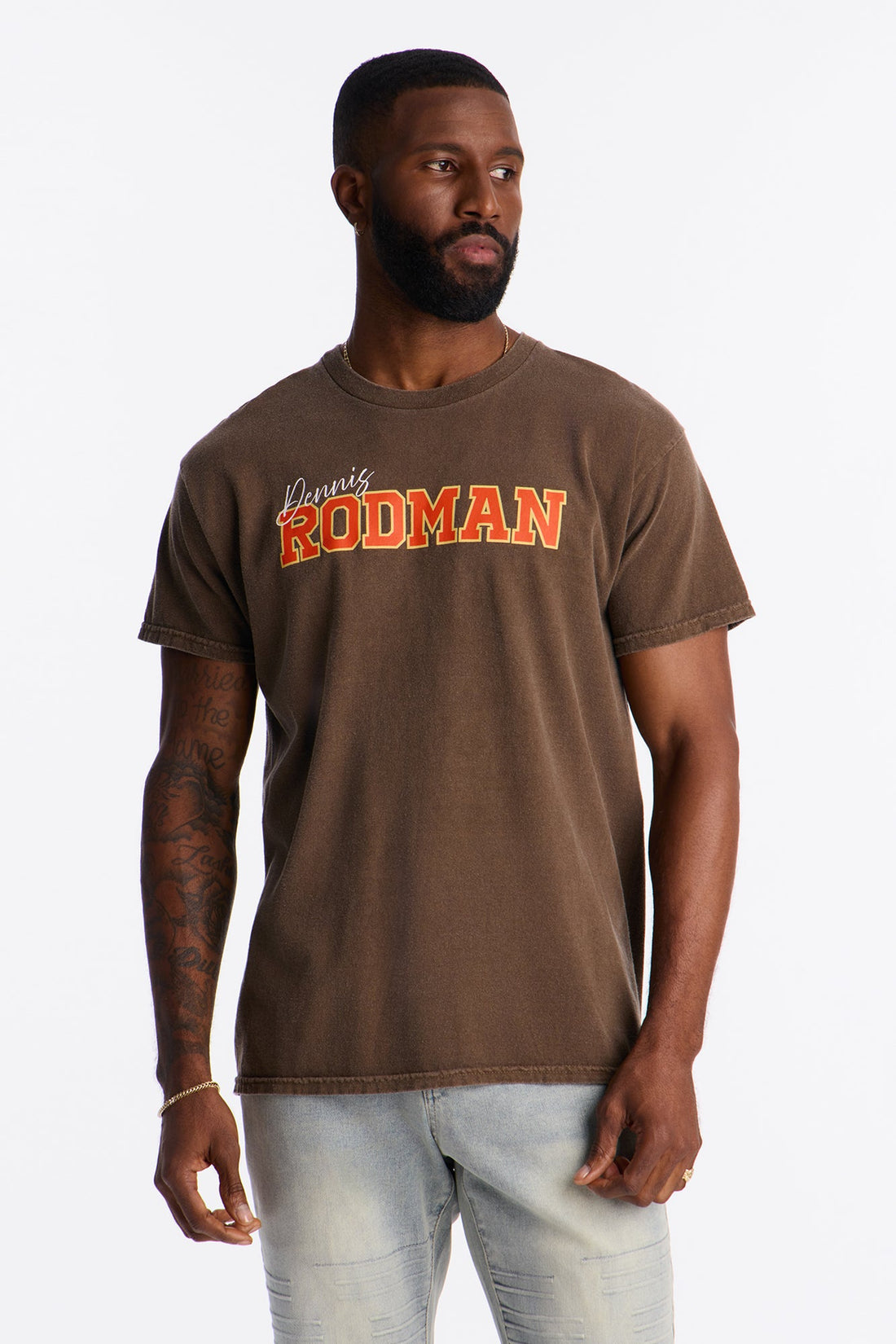Dennis Rodman The Worm Vintage Washed Short Sleeve Tee - Chocolate