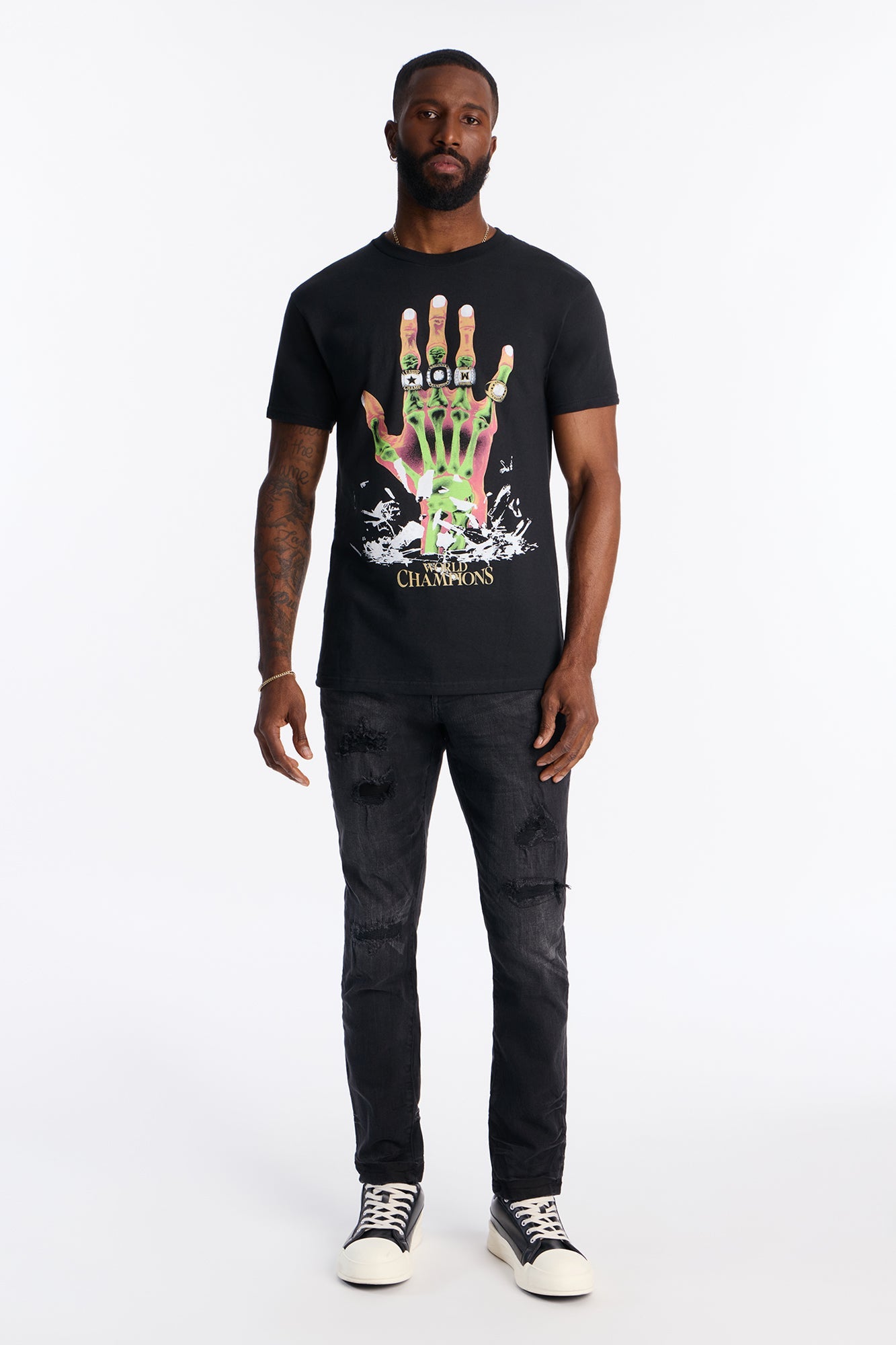 Skinny Distressed Garage Jeans - Black Wash