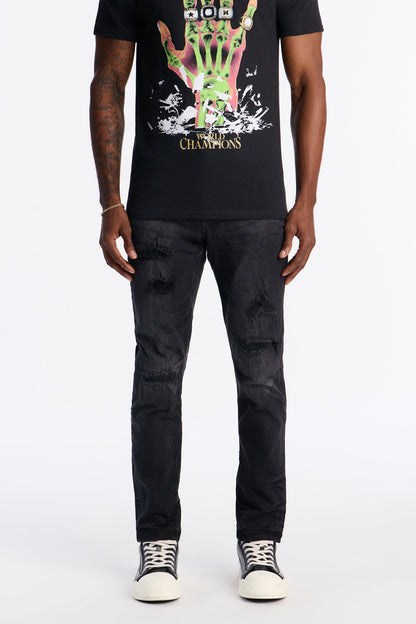 Skinny Distressed Garage Jeans - Black Wash